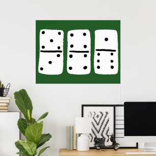 Vita Dominoar med svarta prickar på Grönten Poster