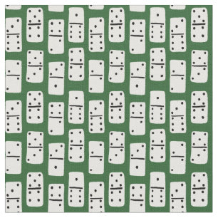 Vita Dominoes med svarta prickar på Grönten mönstr Tyg