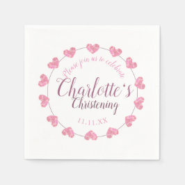 Vita, döpta blöjor med rosa blommor pappersservett