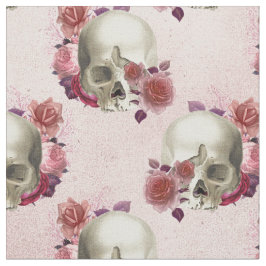 Vita Döskallar och Rosa Blommigt Tyg