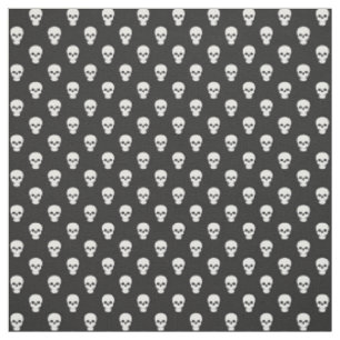 Vita Döskallar på Black Fabric Tyg