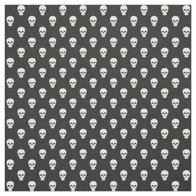 Vita Döskallar på Black Fabric Tyg (Provkarta)