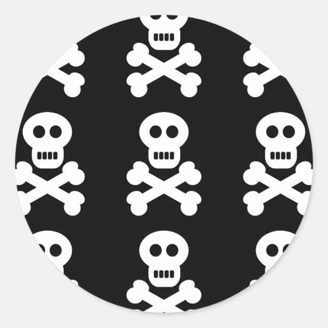 Vita Döskallar Runt Klistermärke (Framsida)