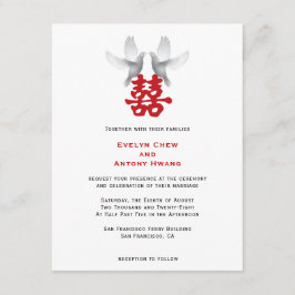 Vita Dovar och Dubbla lycka | Kinesiska Bröllop Inbjudningar