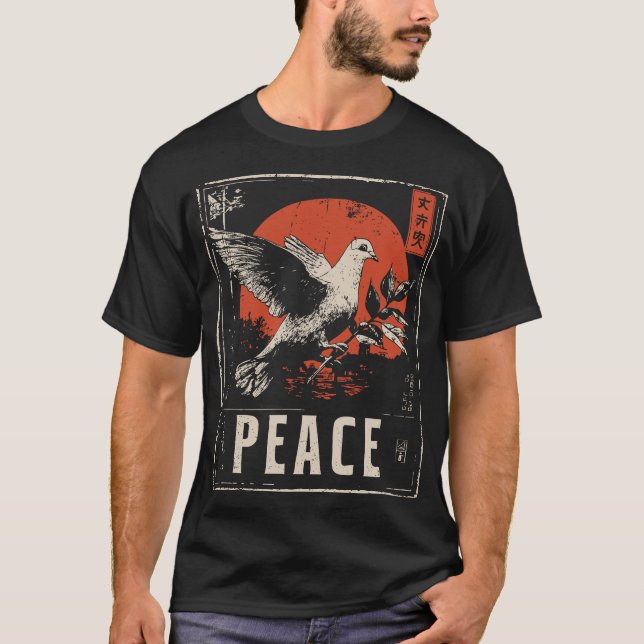 Vita Dove Peace Movement Anti-Krig-symbol T Shirt (Framsida)