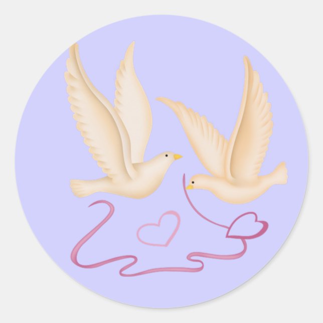 Vita Dover Skapande hårkäppar Runt Klistermärke (Framsida)