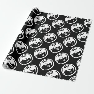 Vita Dragon Black glossy Omslagning av pappert med Presentpapper