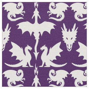 Vita dragon på Lila Cheeky Witch® Pagan Wiccan Tyg