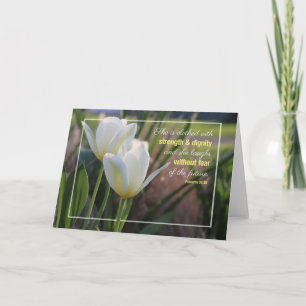 Vita dragspel Proverbs 31:25 Note Card Kort