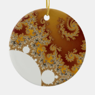 Vita draken - Fractal Art Julgransprydnad Keramik