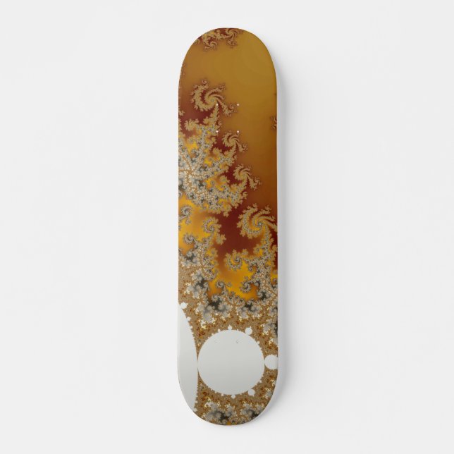 Vita draken - Fractal Art Old School Skateboard Bräda 18 Cm (Framsida)