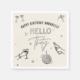 Vita drycker från hand plockade 30års födelsedag p pappersservett