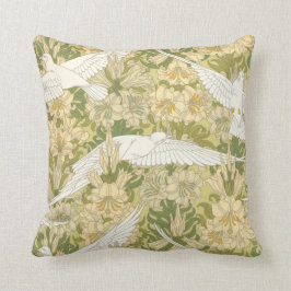 Vita duvor av Art nouveau med Lilies Pillow Kudde