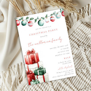 Vita elefant-julparty inbjudningar