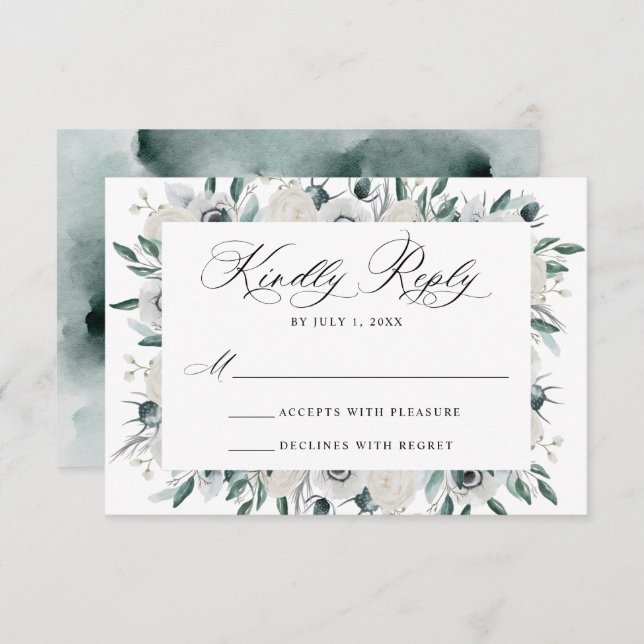 Vita emoner och Ro Blommigt Bröllop OSA Card (Fram/baksida)