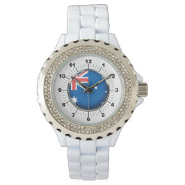 Vita Enamel-Flagga för kvinnor Armbandsur