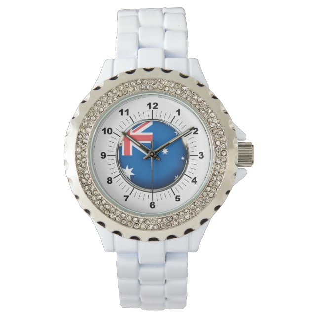 Vita Enamel-Flagga för kvinnor Armbandsur (Framsida)