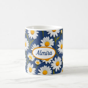 Vita engelska Daisy på Blue Kaffemugg