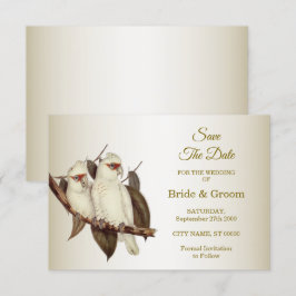 Vita fåglar Bröllop spara datum Datumet