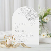 Vita Falska Relief Blommiga Rosor Minimalistisk Br