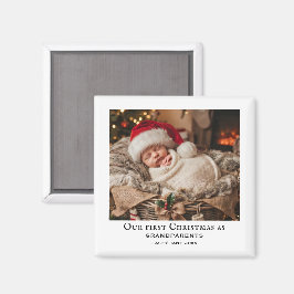 Vita farföräldrars första jul babyfoto magnet