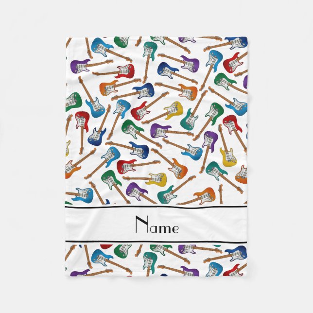 Vita, färgstarka, elektriska gitarrer fleecefilt (Framsidan)