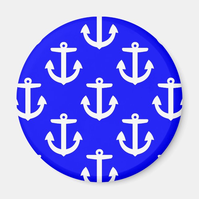 Vita fästpunkter på blå bakgrund magnet (Framsidan)