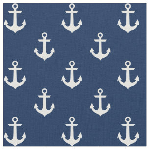 Vita fästpunkter på marinblått tyg