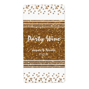 Vita Faux Brushed Guld Glitter Vin-etiketter Fraktsedel