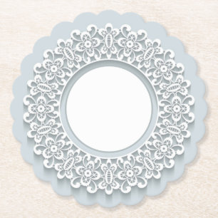 Vita Faux Snöre Elegant Vintage Papper Underlägg