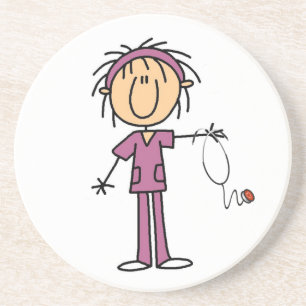 Vita female Stick figur Nurse T-shirts och present Underlägg Sandsten