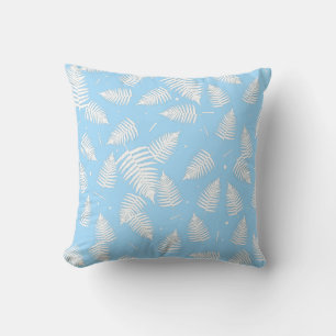 Vita Fern Plant Löv Mönster Cushion Dekorativ kudd Kudde