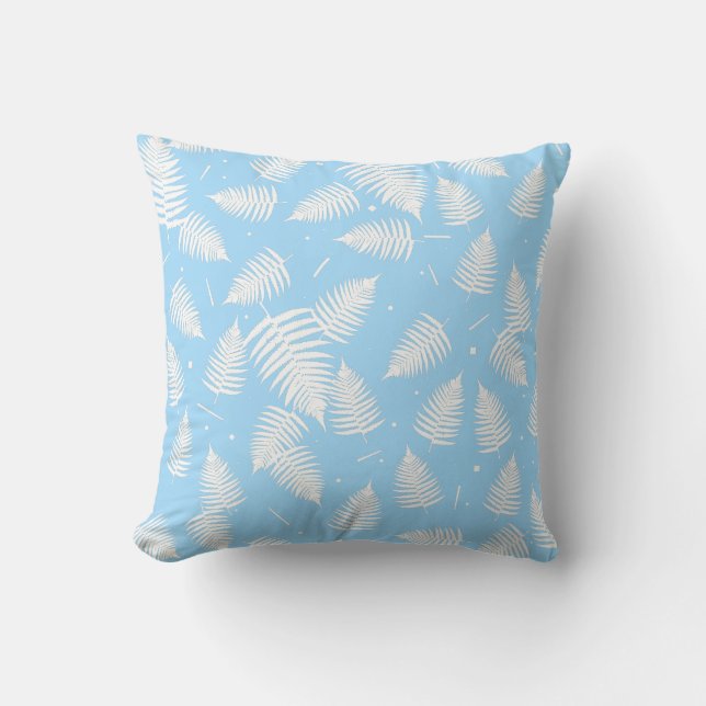 Vita Fern Plant Löv Mönster Cushion Dekorativ kudd Kudde (Framsida)