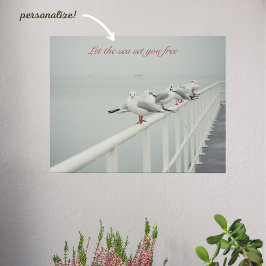 Vita fiskmås på vintern poster
