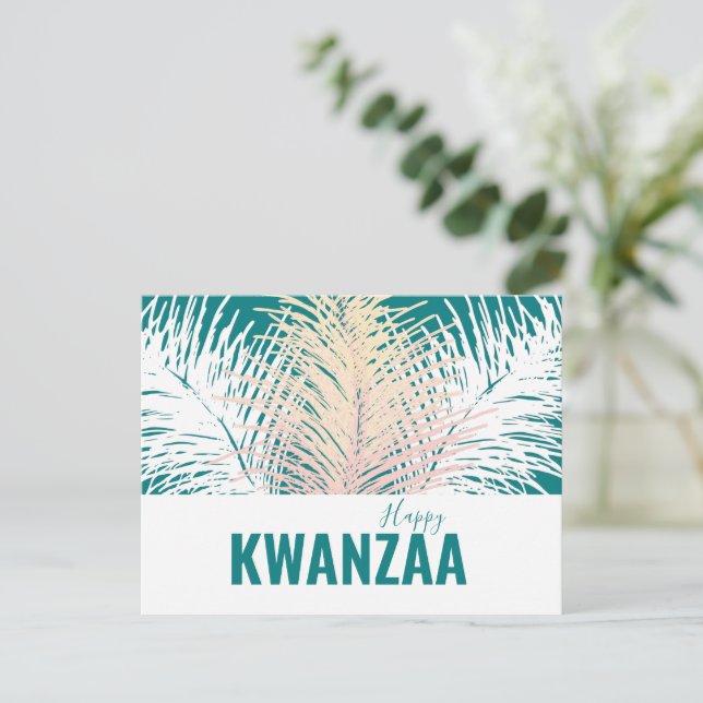 vita fjädrar Black Helgdag Lycklig Kwanzaa Vykort (Stående Fram)
