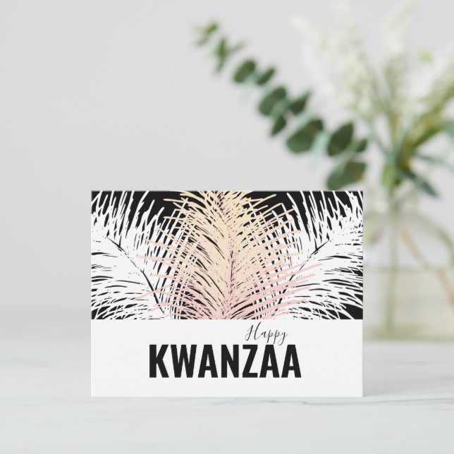 vita fjädrar Black Helgdag Lycklig Kwanzaa Vykort (Stående Fram)