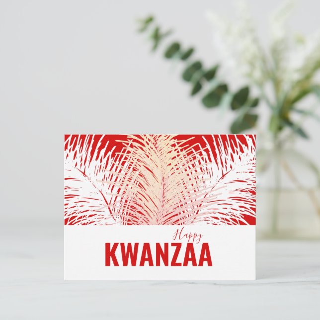 vita fjädrar Black Helgdag Lycklig Kwanzaa Vykort (Stående Fram)