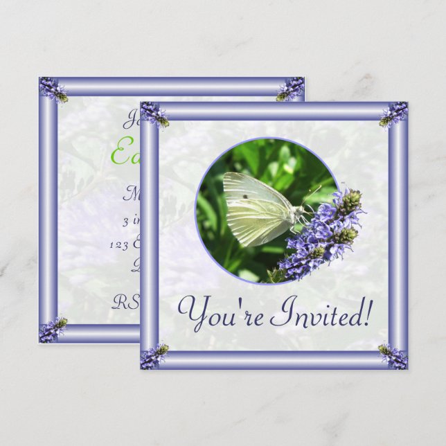 Vita fjärilspartier från Påsk Inbjudningar (Fram/baksida)