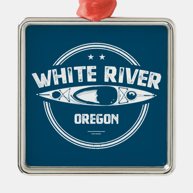 Vita floden Oregon Kayak Julgransprydnad Metall (Framsidan)