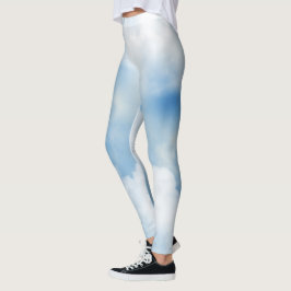 Vita fluffyvita moln leggings