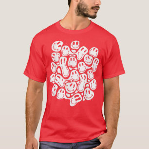 Vita flytande virvelströmmar av estetisk smälter m t shirt
