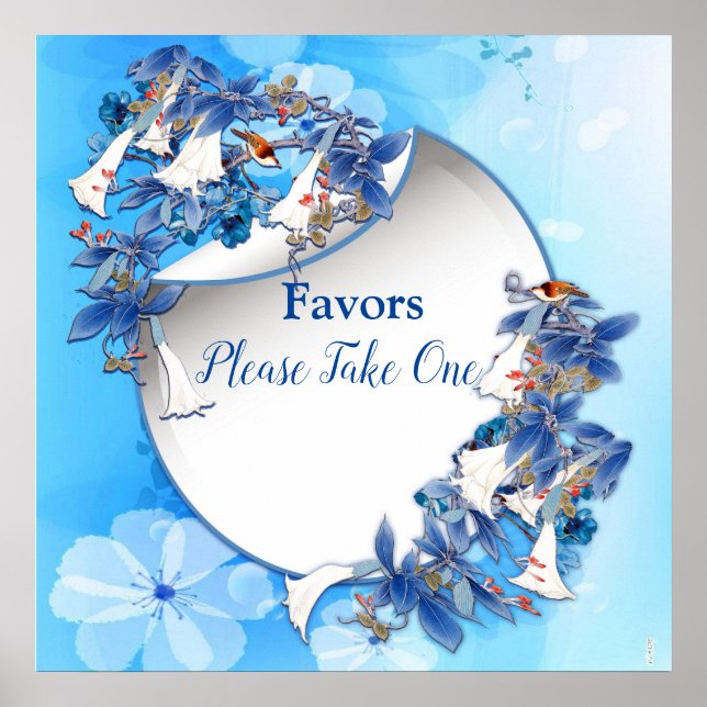 Vita förekomster av vattenfärgade månblommor poster (Framsidan)