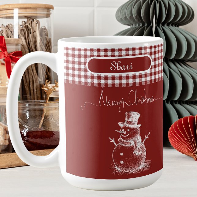 Vita Förenklade God jul Snögubbe Play Kaffemugg (Skapare uppladdad)