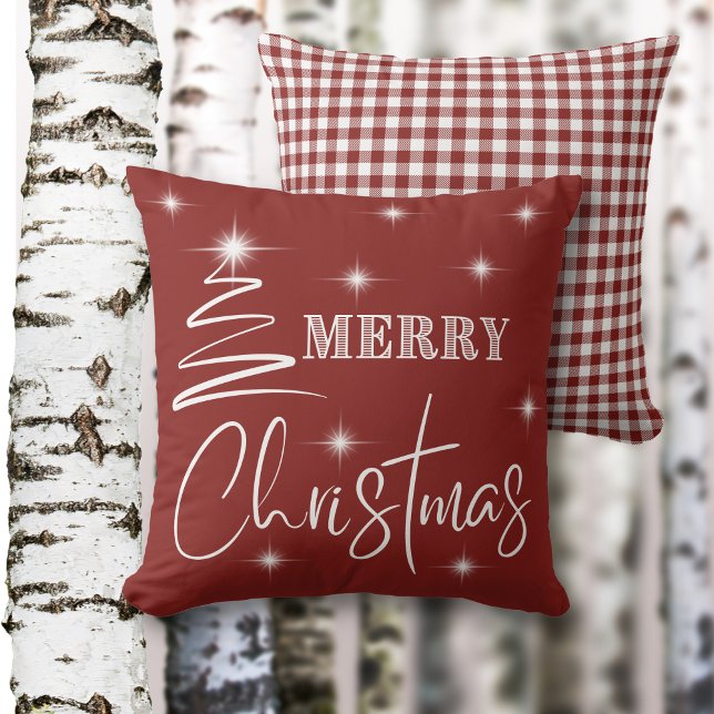 Vita Förenklade God jul Träd Kudde (Skapare uppladdad)