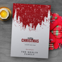 Vita Forest and Snö God jul Helgdag Card