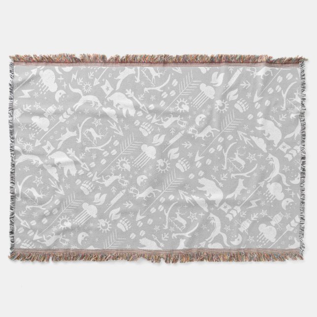 Vita fox Grått Måne moln Bear Hjort Lodge Boys Filt (Framsidan)