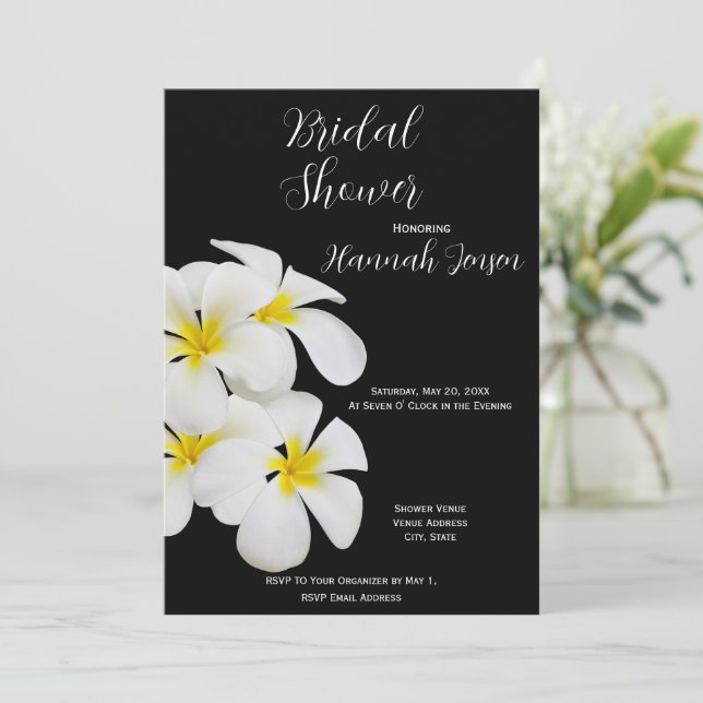 Vita Frangipani Flowers, Tropical, Blommigt, Möhip Inbjudningar (Stående Fram)