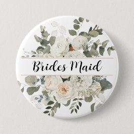 Vita Fransken Peonies och Greenery Blommigt Monogr Knapp