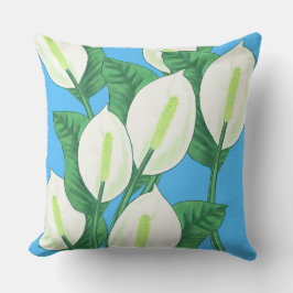 Vita freden lever på blekens blå bakgrund kudde