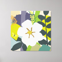 Vita Gardenia Abstrakt Blommigt Färg Block Modern